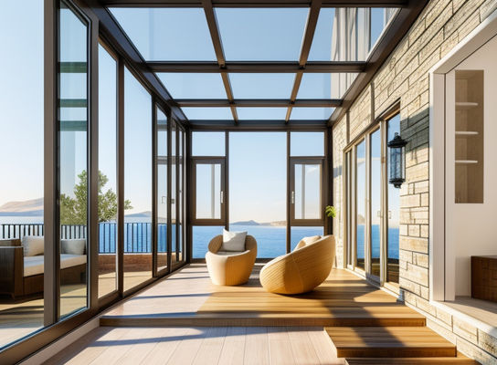 Class 5 Airtightness Aluminium Windows And Doors with Wooden Grain Surface Customized (Алюминиевые окна и двери с деревянной поверхностью)